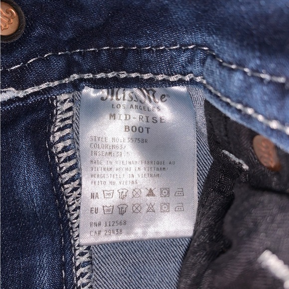 Miss Me Fleur De Lis Boot Cut Jeans Pink Embroidered Sequins Sparkly Pockets 26 - Picture 10 of 10